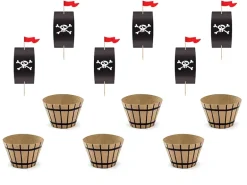 Pirat Cupcake Covers og Kagetoppers, 6 stk.
