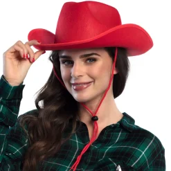 Rød Rodeo Cowboy Hat til Voksne