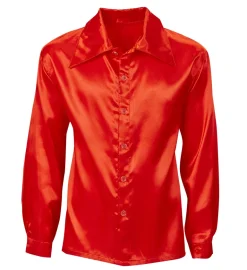 Rød Satin Skjorte