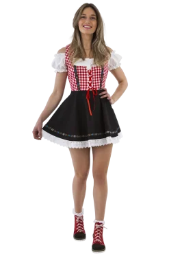 Rød& Sort Dirndl, Alt-i-1, Bomuldsmix
