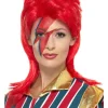 Rød Superstar Paryk alá Bowie