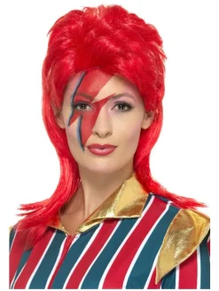Rød Superstar Paryk alá Bowie