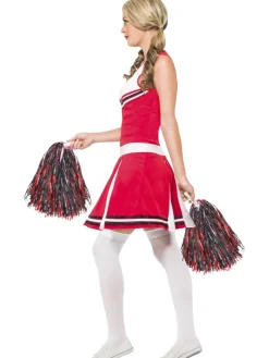 Rødt Cheerleader Kostume, Voksen