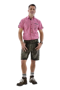 Rødternet Oktoberfest Skjorte med Korte Ærmer