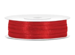 Rødt Satinbånd, 50M X 3mm