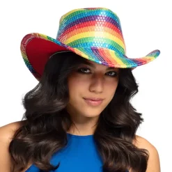 Regnbue Cowboy Hat med Sequins