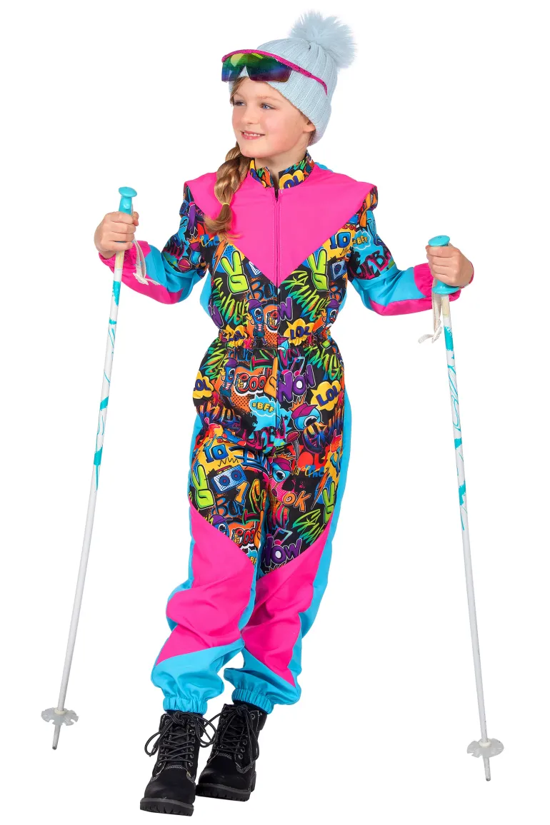 Retro Skidragt Turkis/Pink