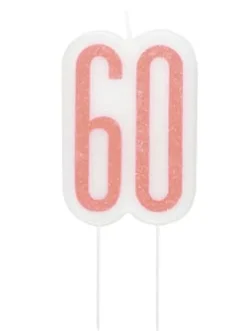 60 År Kagelys - Happy BDAY Rosegold Glitz