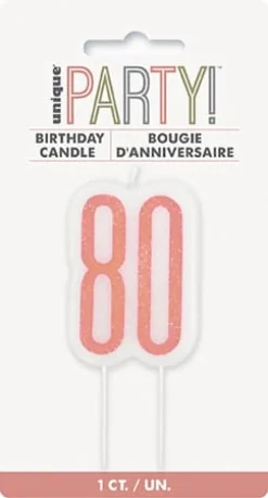 80 År Kagelys - Happy BDAY Rosegold Glitz