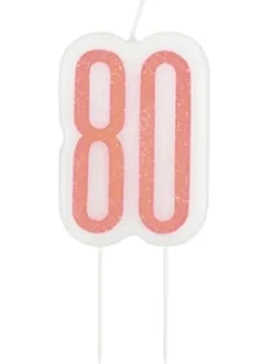 80 År Kagelys - Happy BDAY Rosegold Glitz