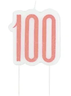 100 År Kagelys - Happy BDAY Rosegold Glitz