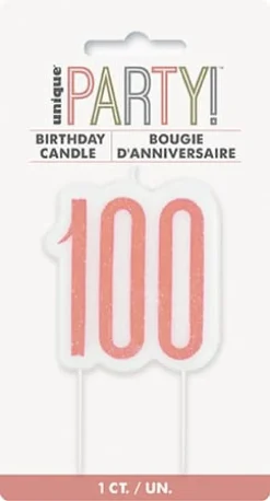 100 År Kagelys - Happy BDAY Rosegold Glitz