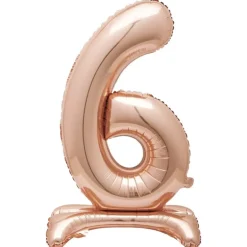 Rosegold Folie "6" Tal Ballon på Fødder t/Luft