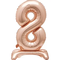 Rosegold Folie "8" Tal Ballon på Fødder t/Luft