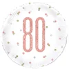 Rosegold Glitz Fødselsdags Folieballon, 80 År