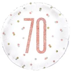 Rosegold Glitz Fødselsdags Folieballon, 70 År