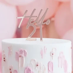 Rosegold "Hello 21" Akryl Kagetopper