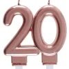Rosegold Kagelys - Fødselsdagslys 20 År