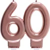 Rosegold Kagelys - Fødselsdagslys 60 År