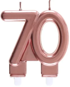 Rosegold Kagelys - Fødselsdagslys 70 År