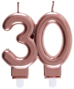 Rosegold Kagelys - Fødselsdagslys 30 År