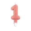 Rosegold Talformet Kagelys m/Glitter 7 cm - 1 Tal