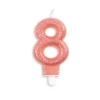 Rosegold Talformet Kagelys m/Glitter 7 cm - 8 Tal