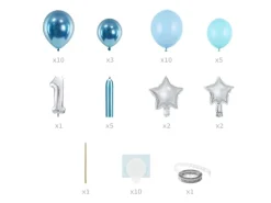 1 Års Ballondekoration Lyseblå, 90 x 140 cm