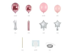 1 Års Ballondekoration Lyserød, 90 x 140 cm