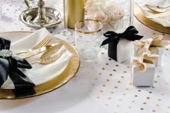Rulle med organza hvid med guldprikker