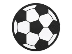 Runde Sort/Hvid-Ternet Fodbold Servietter, 20 stk.
