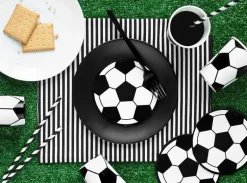 Runde Sort/Hvid-Ternet Fodbold Servietter, 20 stk.