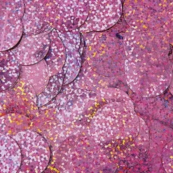 Rund Holografisk Lyserød Konfetti 1 cm, 14gr