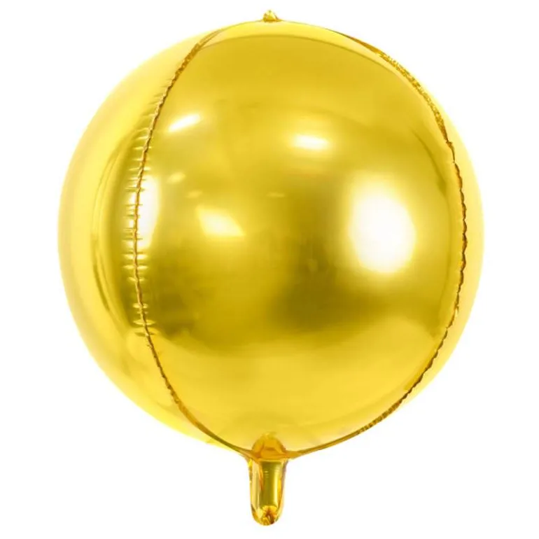 Rund Kugle Folieballon - Metallic Guld, 40 cm