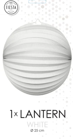 Rund Papirlanterne i Hvid, 25 cm