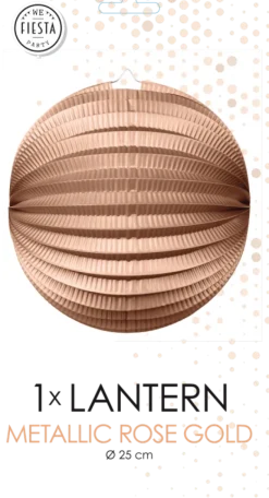 Rund Papirlanterne i Metallic Rosegold, 25 cm