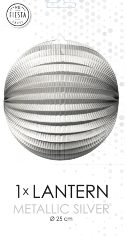 Rund Papirlanterne i Metallic Sølv, 25 cm
