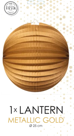 Rund Papirlanterne i Metallic Guld, 25 cm