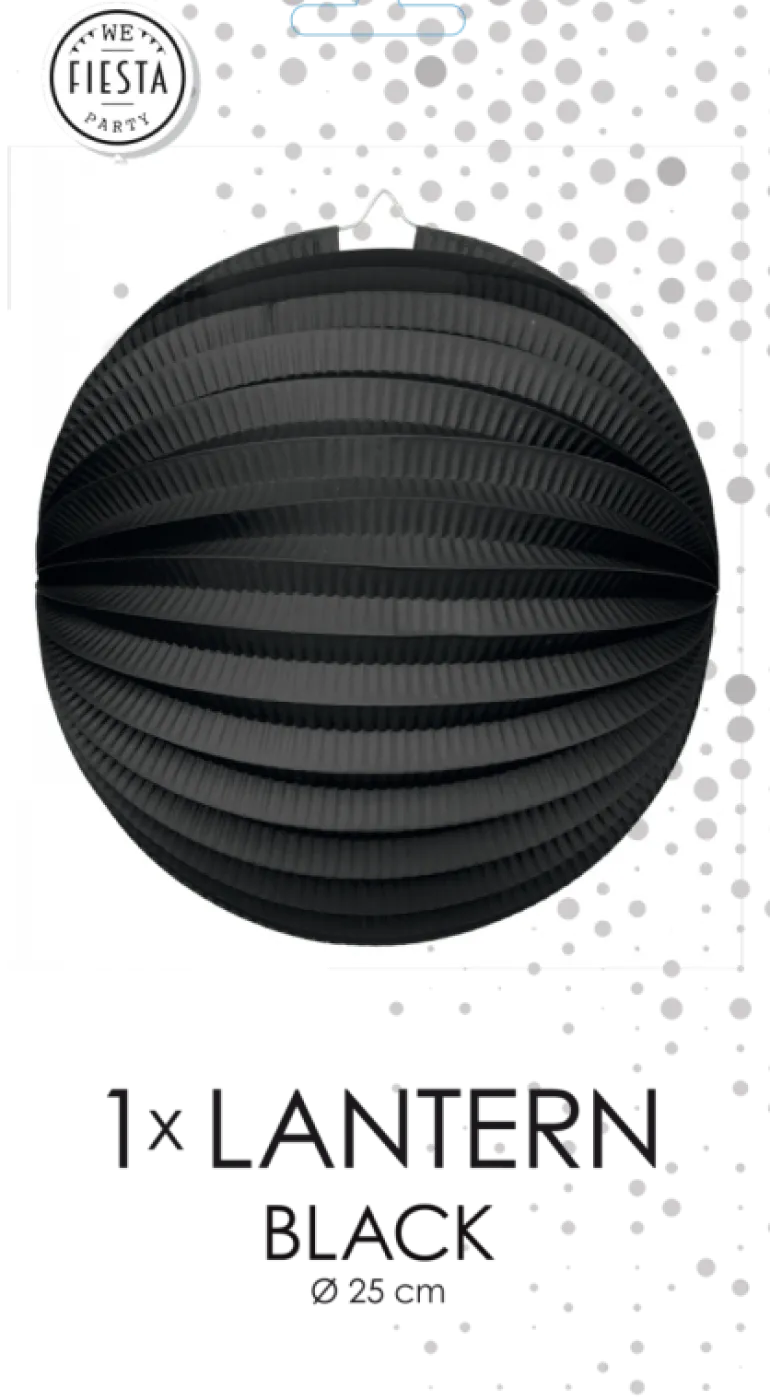 Rund Papirlanterne i Sort, 25 cm