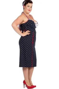 Sailor Halterneck Kjole m/Anker Print & Striber