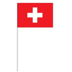 Schweizisk Papirflag på Pind, 27 x 20 cm