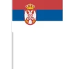 Serbisk Papirflag m/Våbenskjold på Pind, 27 x 20 cm
