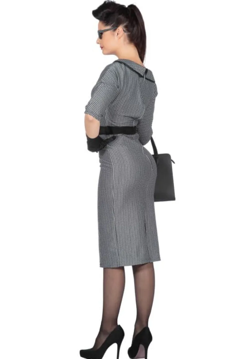 50's Jackie Tweed Bodycon Kjole m/Bælte