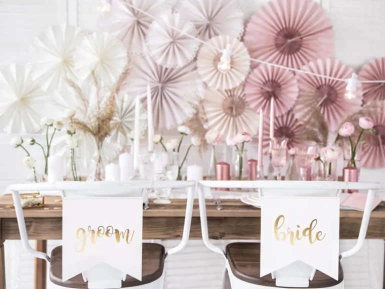 Skilte Til Stole - Bride Groom, Guld (2 Stk.)