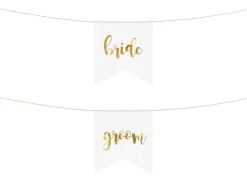 Skilte Til Stole - Bride Groom, Guld (2 Stk.)
