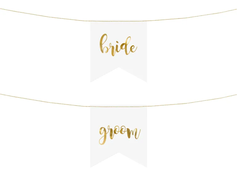 Skilte Til Stole - Bride Groom, Guld (2 Stk.)