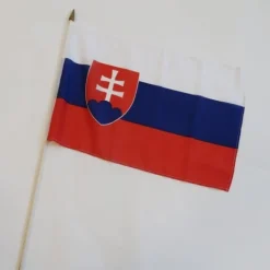 Slovakisk Stofflag på Træpind, 30 x 45 cm