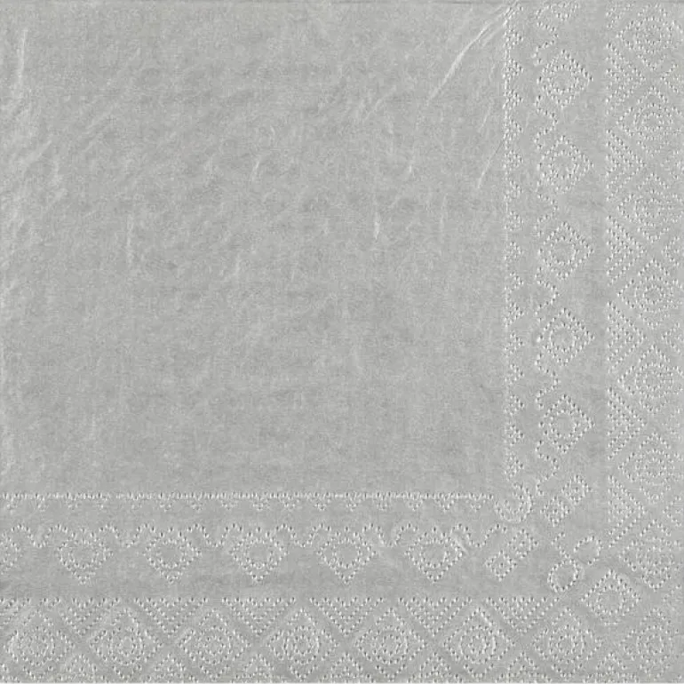Sølv Frokostservietter 33 x 33 cm, 25 stk.