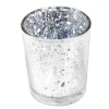 Sølv Glas Fyrfadsstage, 5.5 x 6.7 cm