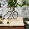 Sølv Kagelys - Metallisk Fødselsdagslys 20 År